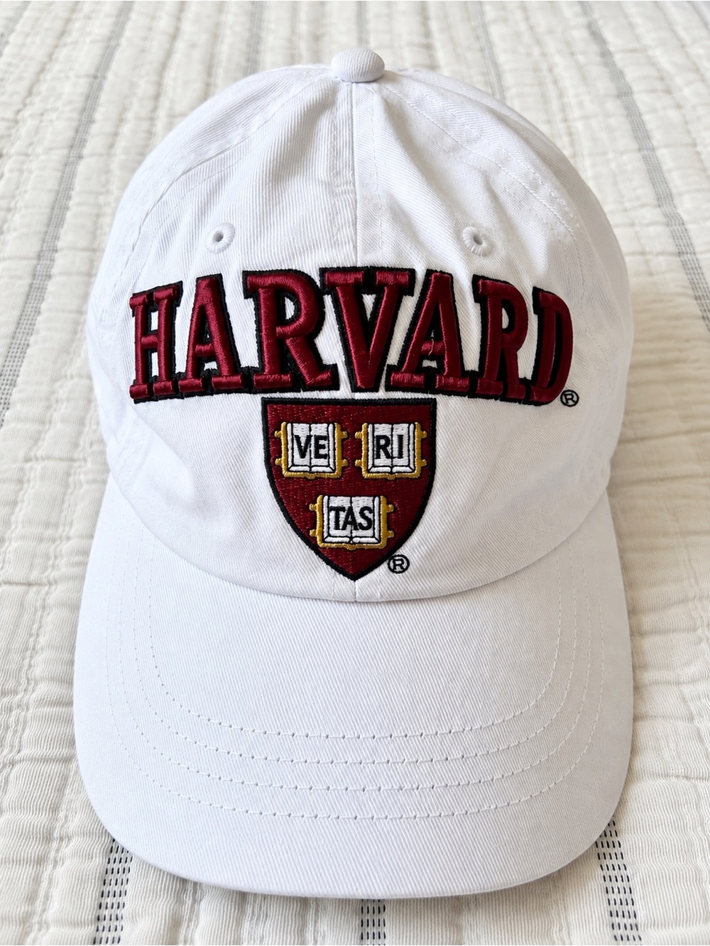 Harvard University White Embroidered Crest Baseball Cap NWOT